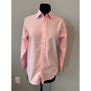 Tommy Hilfiger women's Classic Pink Micro-Check Button Down Shirt Long Sleeve‎